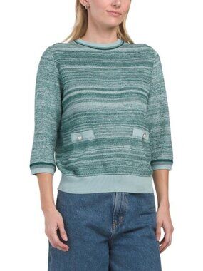 NANCY YANG Space Dye Mock Neck Sweater